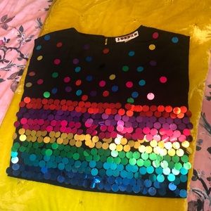 Vintage box cut rainbow sequin sleeveless top